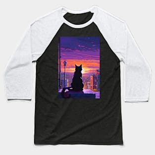 Cat in the sunset Baseball T-Shirt